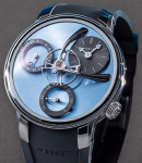 Legacy Machine Split Escapement EVO 44mm in Titanium on Grey Rubber Strap with Ice Blue Dial