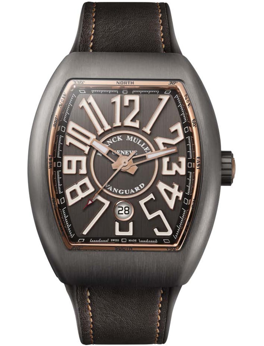 Vanguard Classical 41mm in Titanium on Brown Alligator Leather Strap with Brown Dial