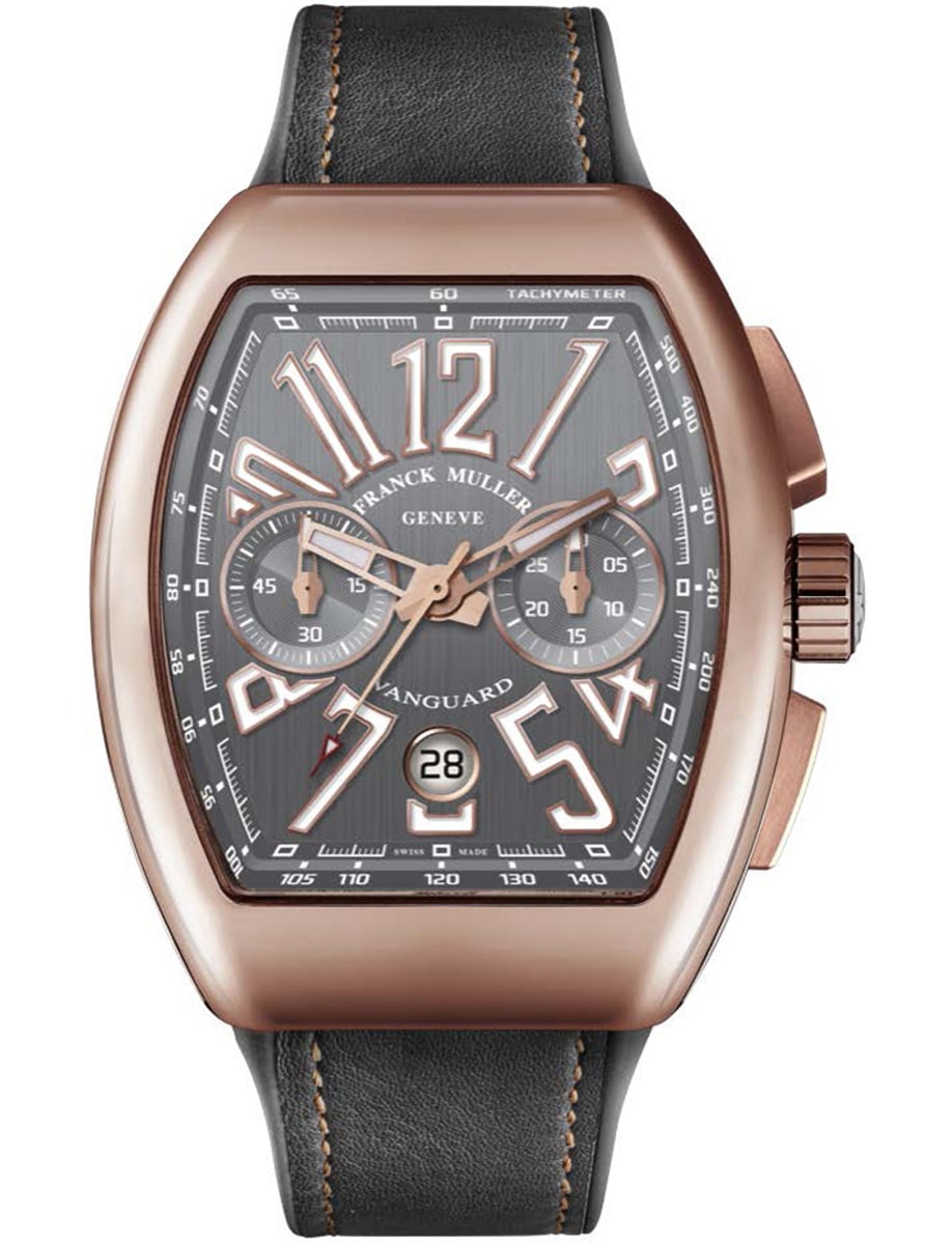 Vanguard Classical 45mm in Rose gold on Grey Alligator Leather Strap with Grey Dial