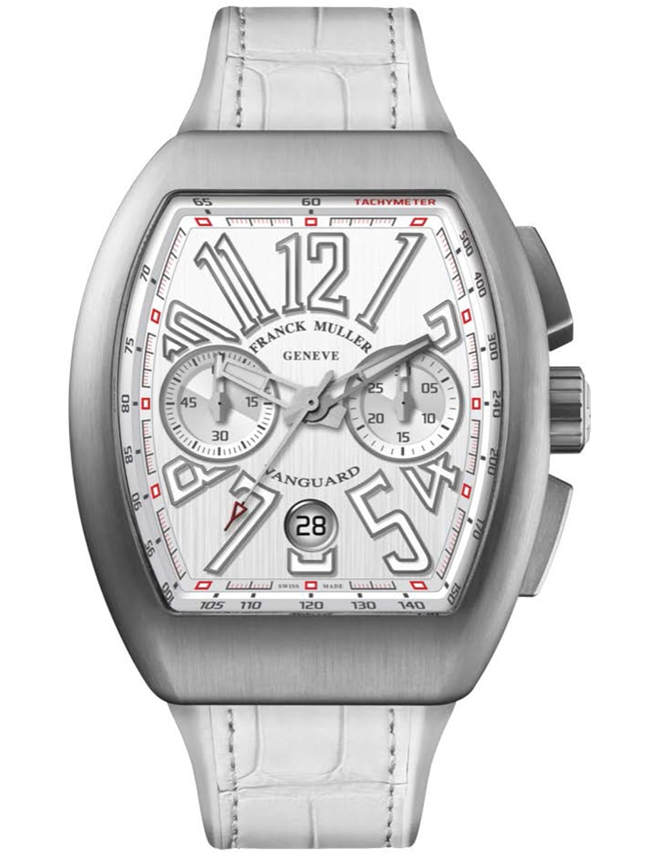 Vanguard Classical 45mm in Steel on White Alligator Leather Strap with White Dial