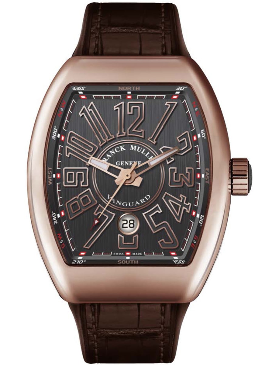 Vanguard Classical 45mm in Rose Gold on Black Alligator Leather Strap with Grey Dial