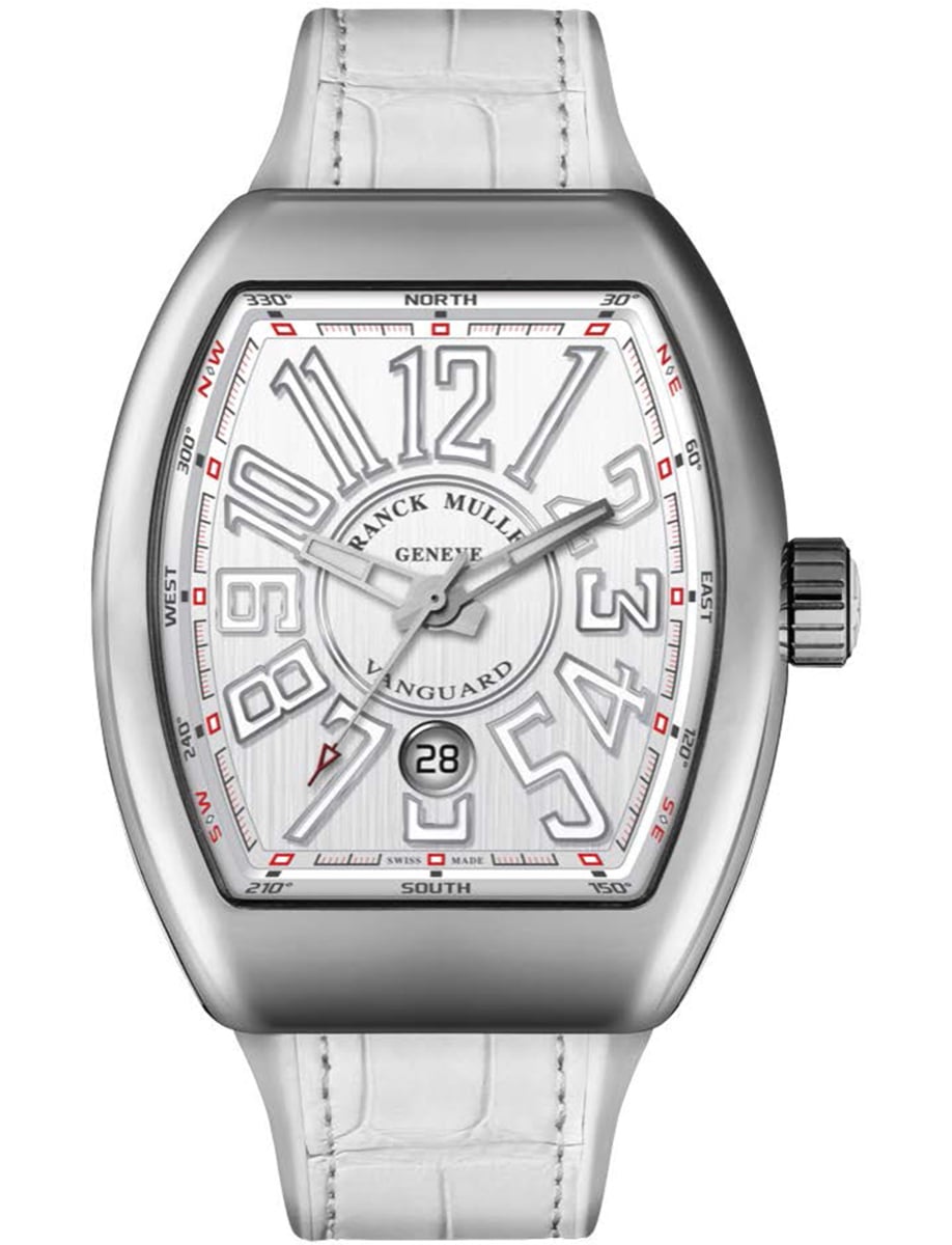 Vanguard Classical 45mm in Steel on White Alligator Leather Strap with White Dial