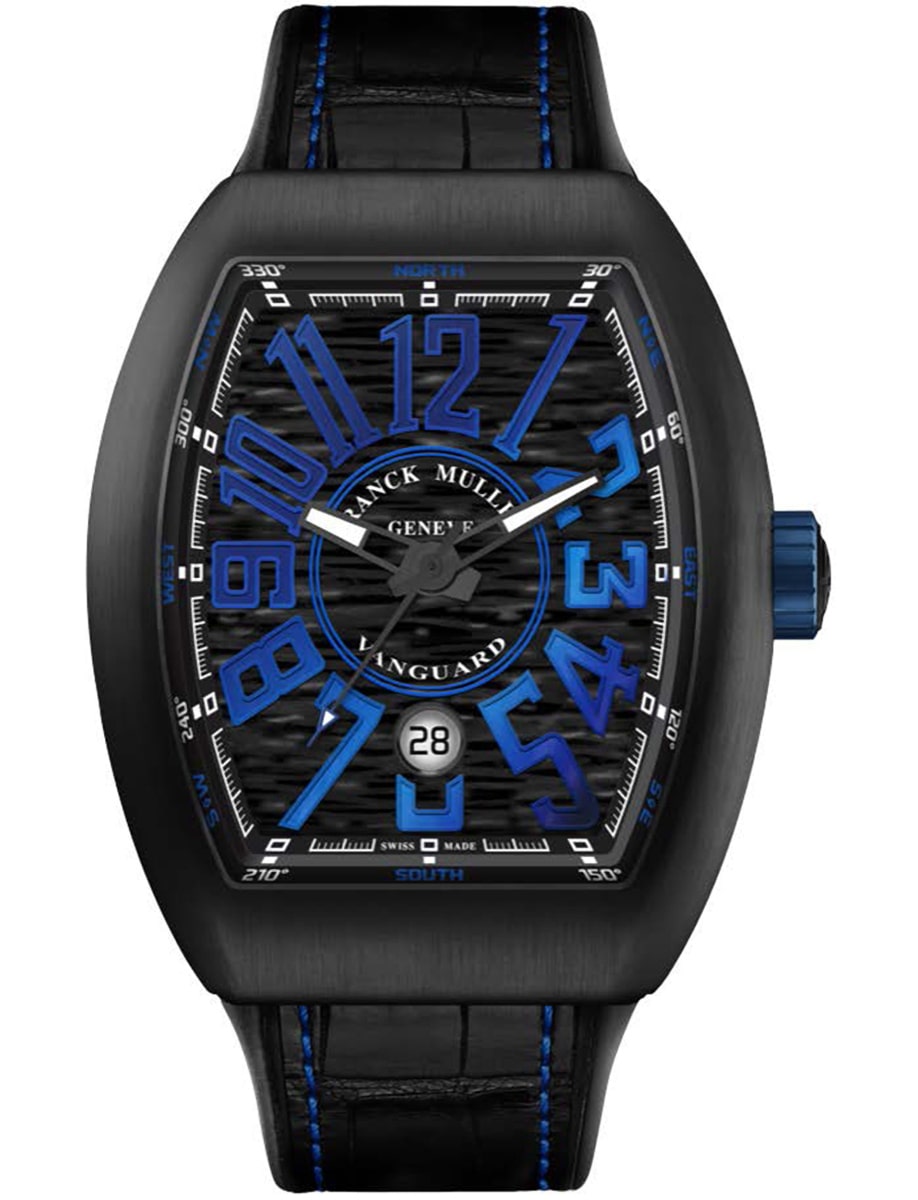 Vanguard Classical 45mm in Black PVD Coated Titanium on Black Alligator Leather Strap with Black Dial - Black Markers