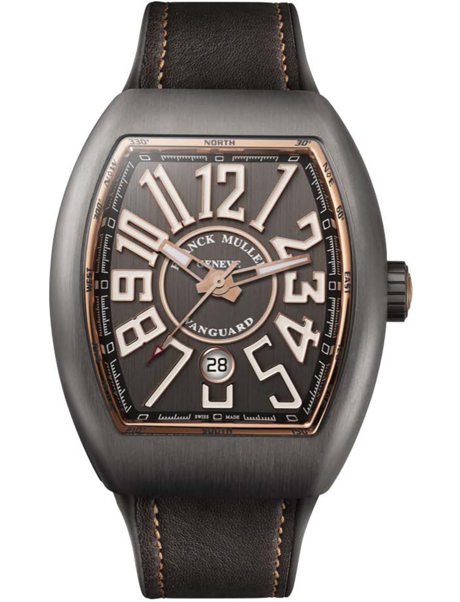 Vanguard Classical 45mm in Titanium on Brown Alligator Leather Strap with Brown Dial