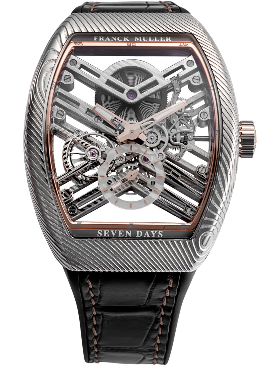 Vanguard DAMAS SINCERE 70TH in Damascus Steel on Black Alligator Leather Strap with Skeleton Dial - Limited to 28pcs