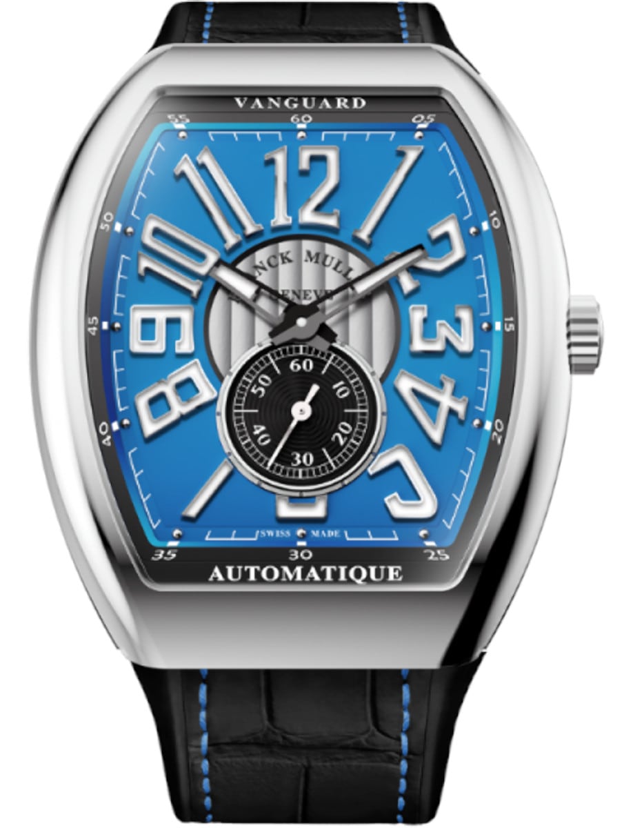 Vanguard Small Seconds 41mm in Steel on Black Alligator Leather Strap with Blue Dial