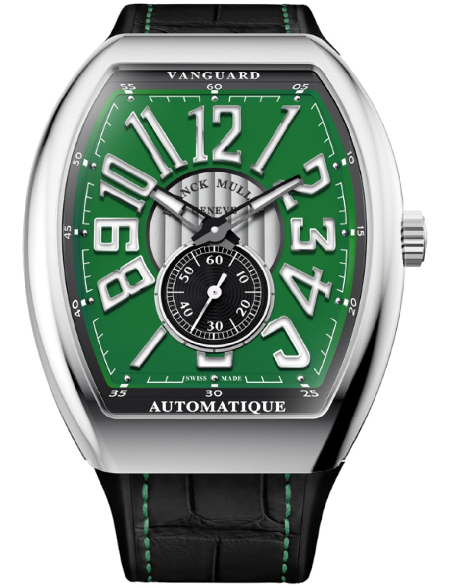Vanguard Small Seconds 41mm in Steel on Black Alligator Leather Strap with Green Dial