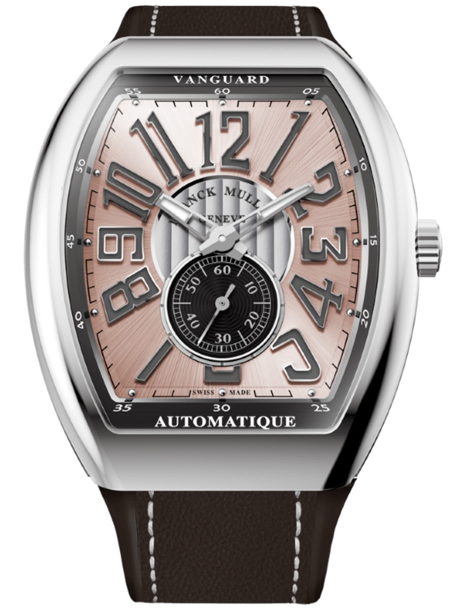Vanguard Small Seconds 41mm in Steel on Black Alligator Leather Strap with Pink Dial