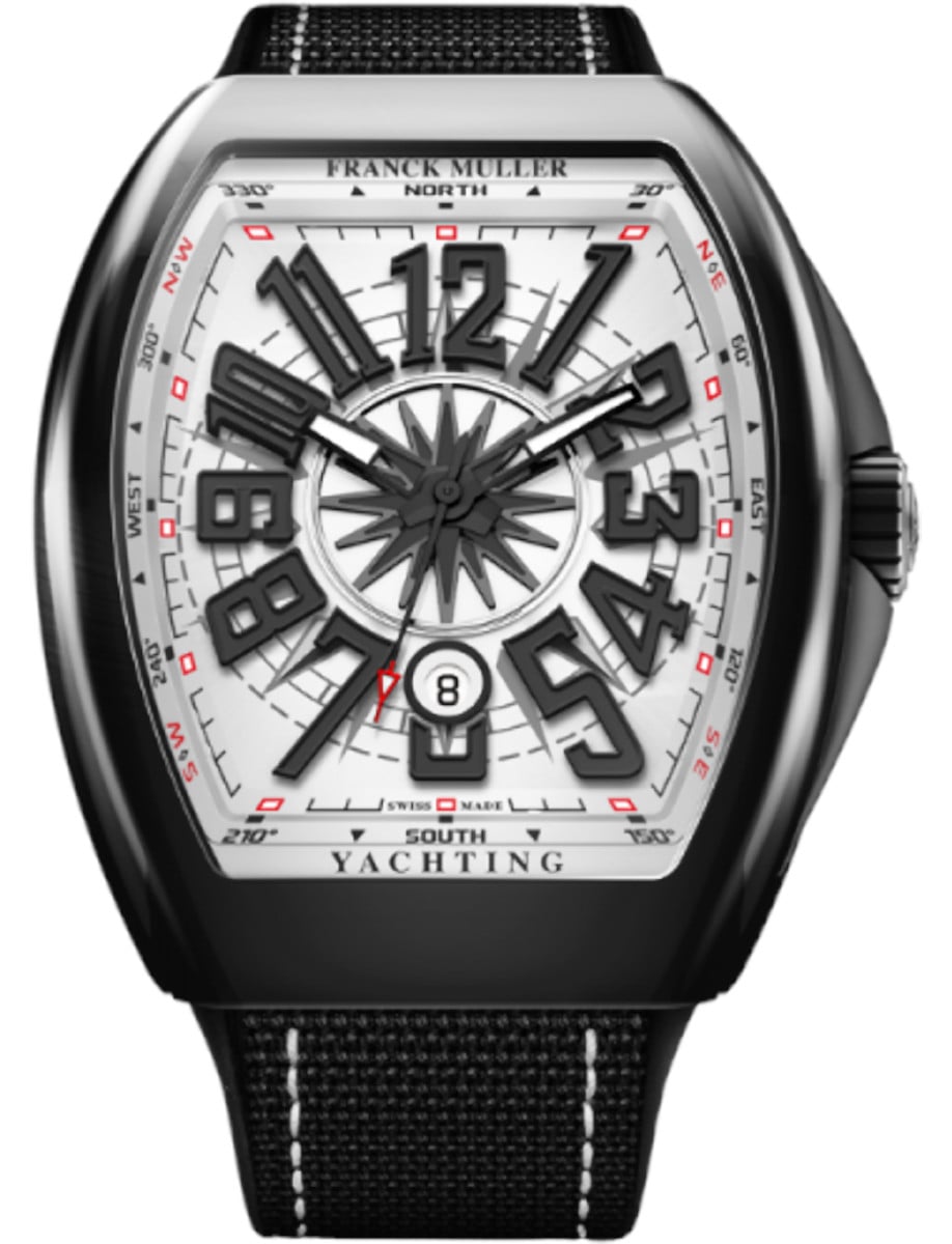 Vanguard 45mm in Black Ceramic on Black Alligator Leather Strap with White Dial