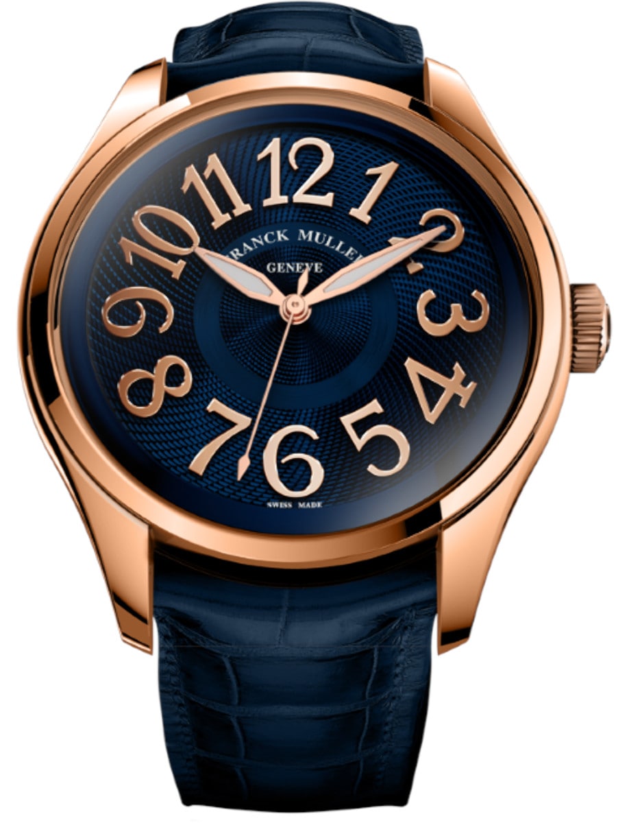 Round 43mm in Rose Gold on Blue Crocodile Leather Strap with Blue Dial