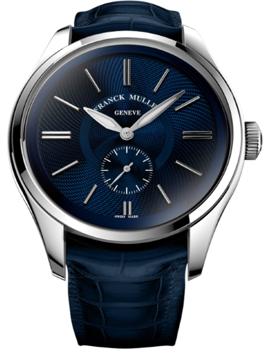 Round 43mm in Steel on Blue Crocodile Leather Strap with Blue Guilloche Dial