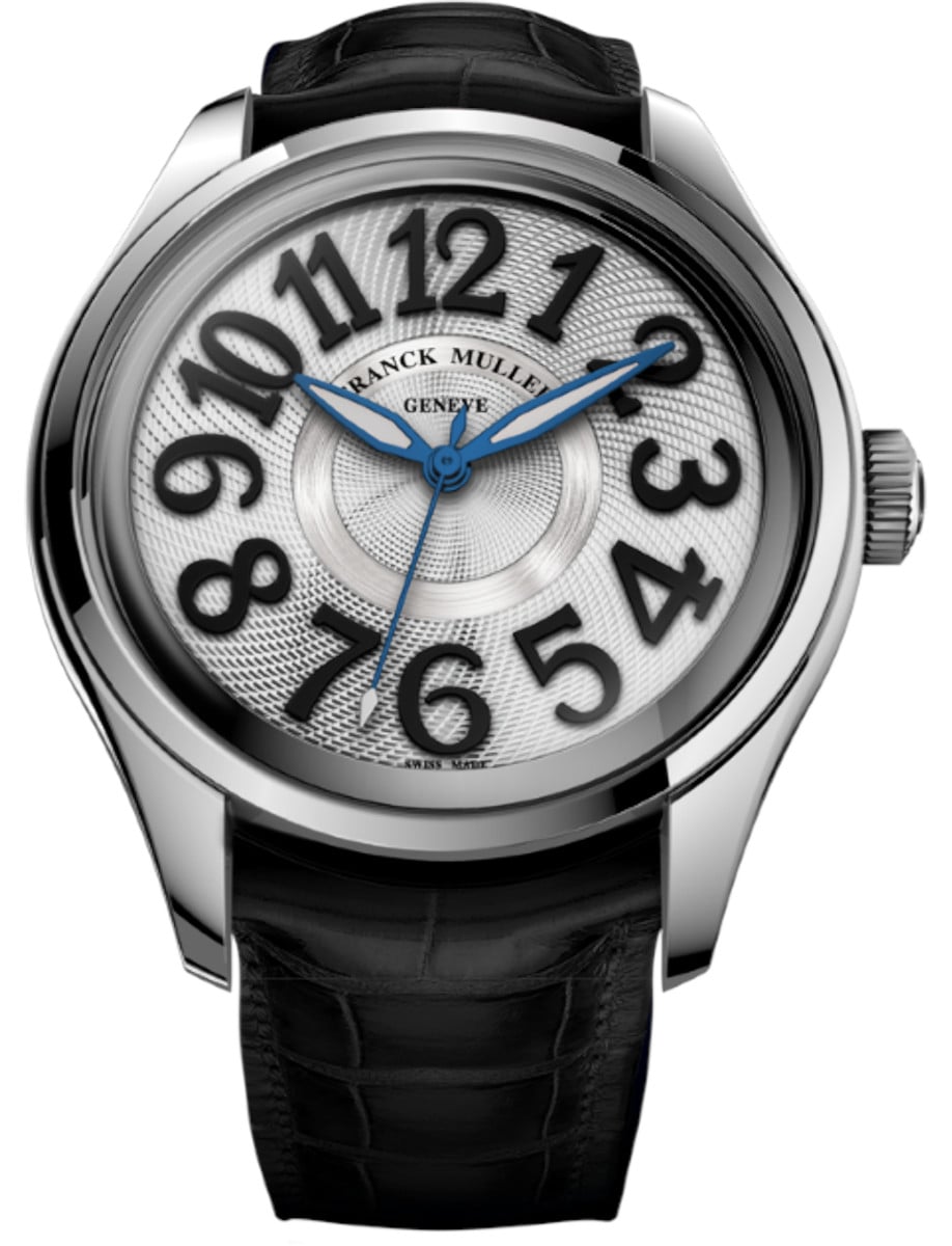 Round 43mm in Steel on Black Crocodile Leather Strap with Silver Guilloche Dial