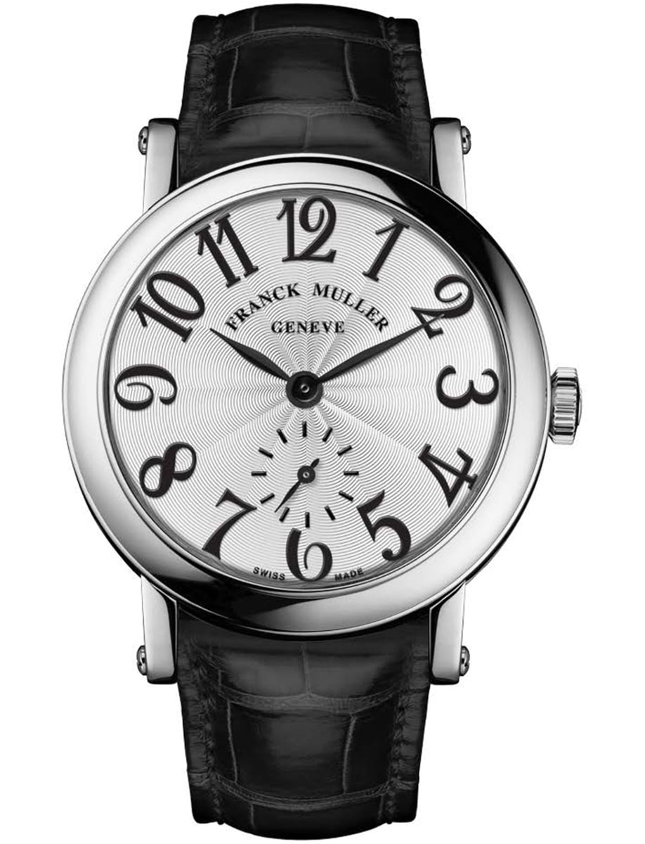 Round 42mm in Steel on Black Alligator Leather Strap with Silver Dial