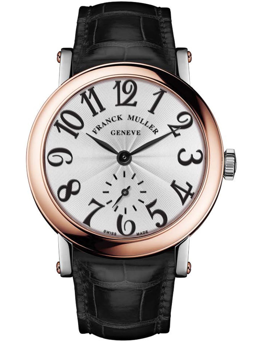 Round Small Seconds 42mm in Steel with Rose Gold Bezel on Black Alligator Leather Strap with Silver Dial