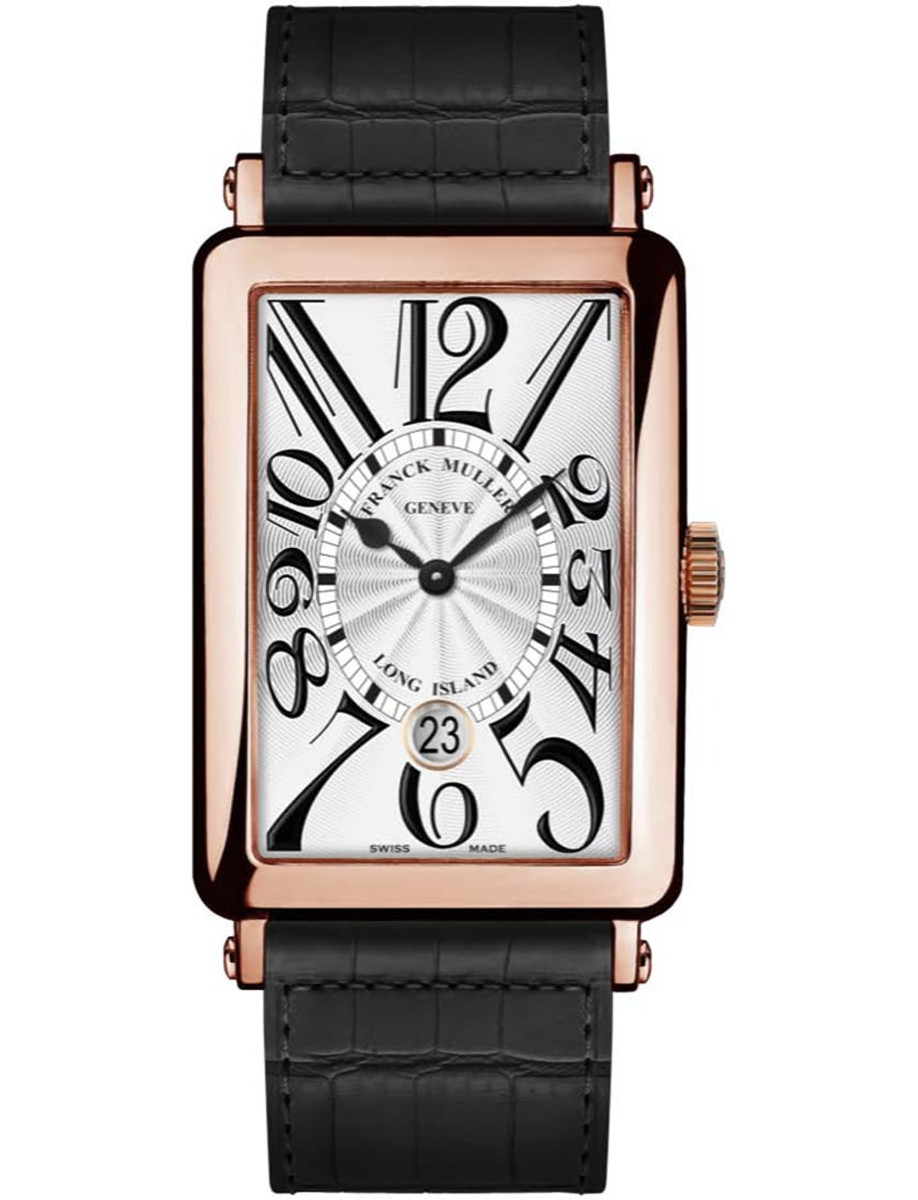 Long Island 32.4mm in Rose Gold on Black Crocodile Leather Strap with Silver Dial