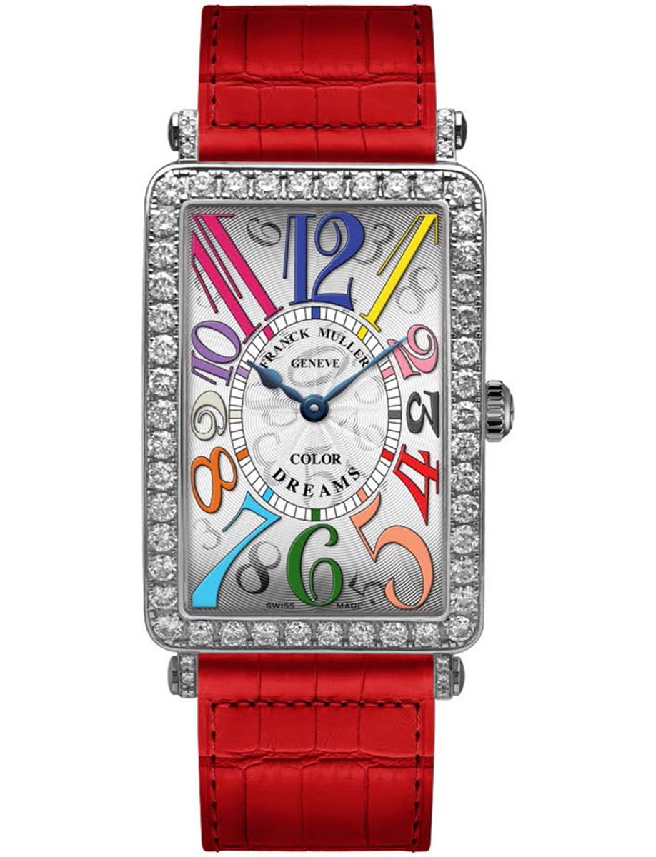 Long Island 30.5mm in Steel with Diamond Bezel & Lugs on Red Crocodile Leather Strap with Silver Dial