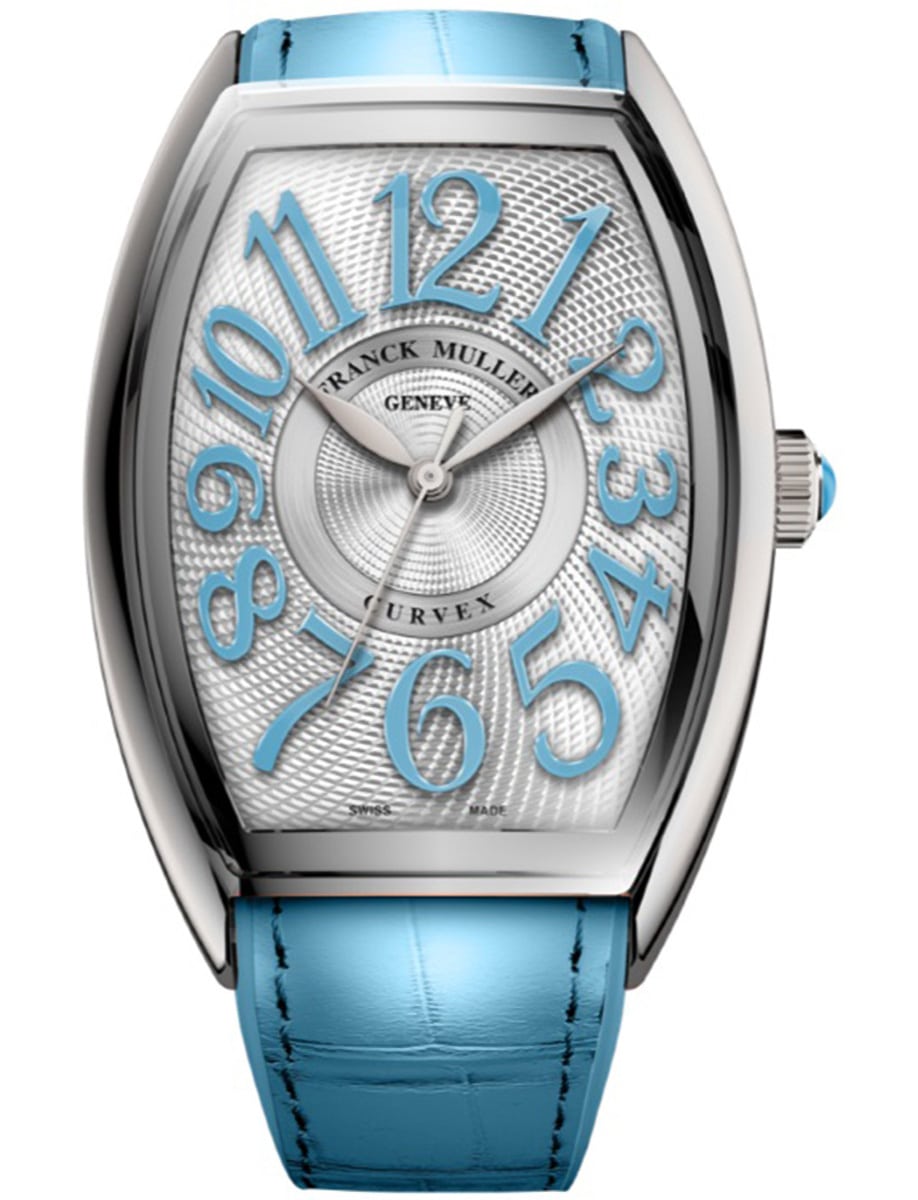 Curvex 33mm in Steel on Blue Alligator Leather Strap with Silver Dial
