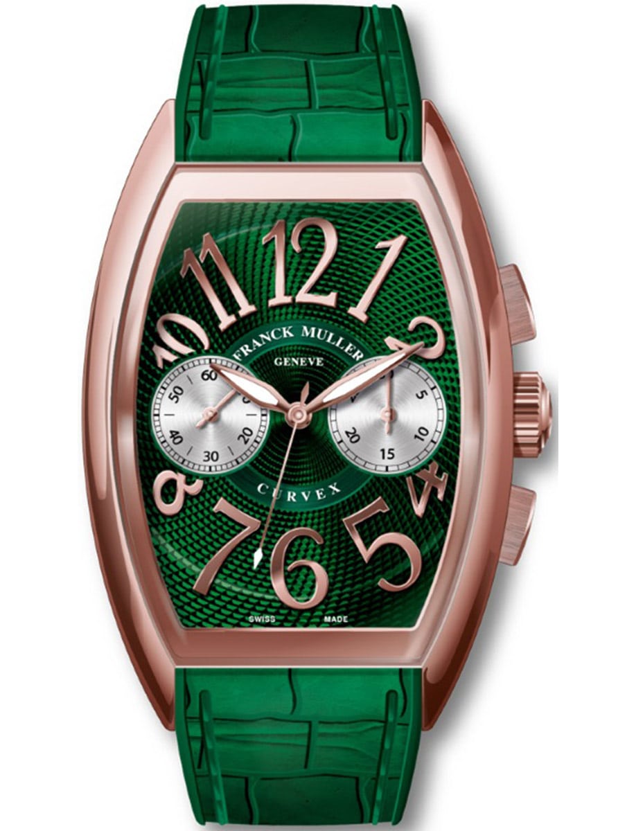 Curvex 40mm in Rose Gold on Green Alligator Leather Strap with Green Dial