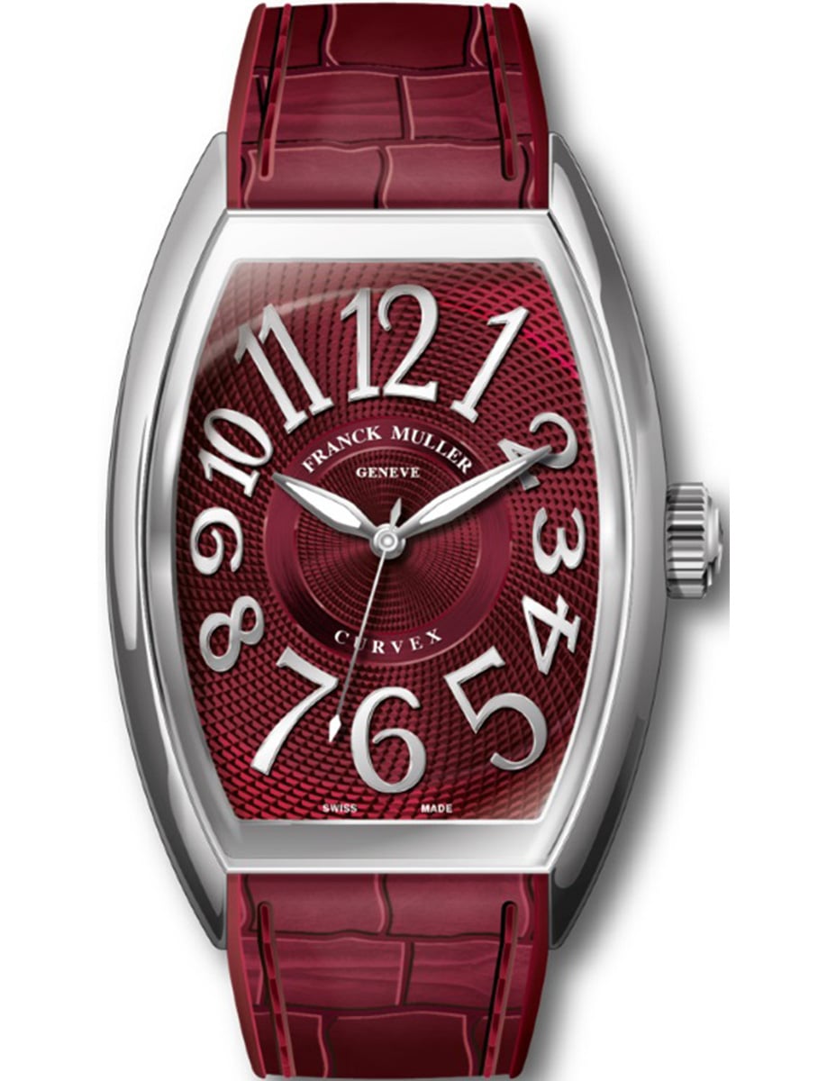 Curvex 36mm in Steel on Red Alligator Leather Strap with Red Dial