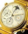 Da Vinci Perpetual Calendar Chronograph in Yellow Gold on Brown Crocodile Strap with Silver Dial