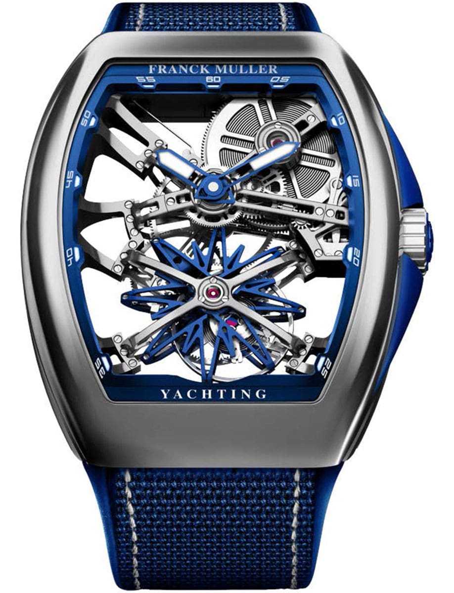 Gravtiy Yachting 45mm in Steel on Blue Fabric Strap with Skeleton Dial