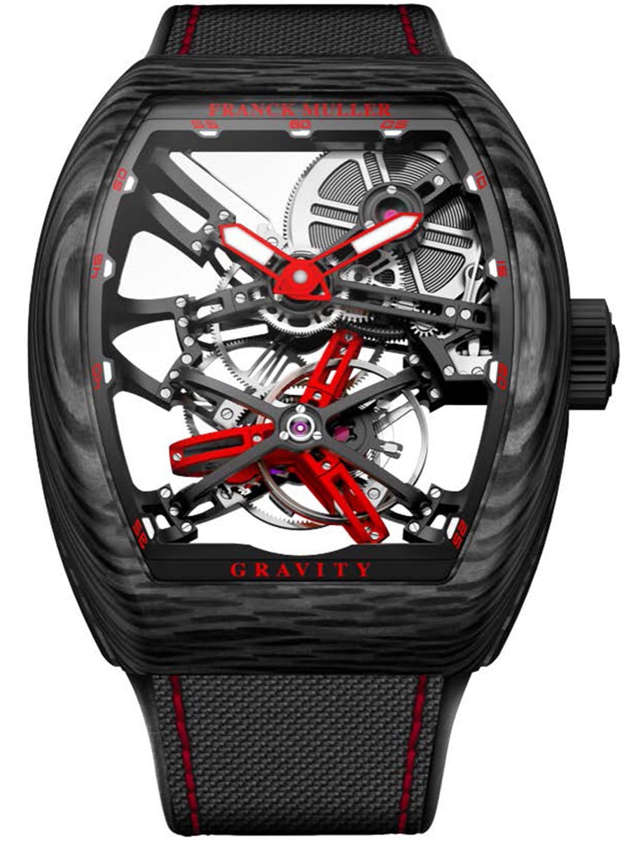Gravtiy 45mm in Forged Carbon on Black Rubber Strap with Skeleton Dial