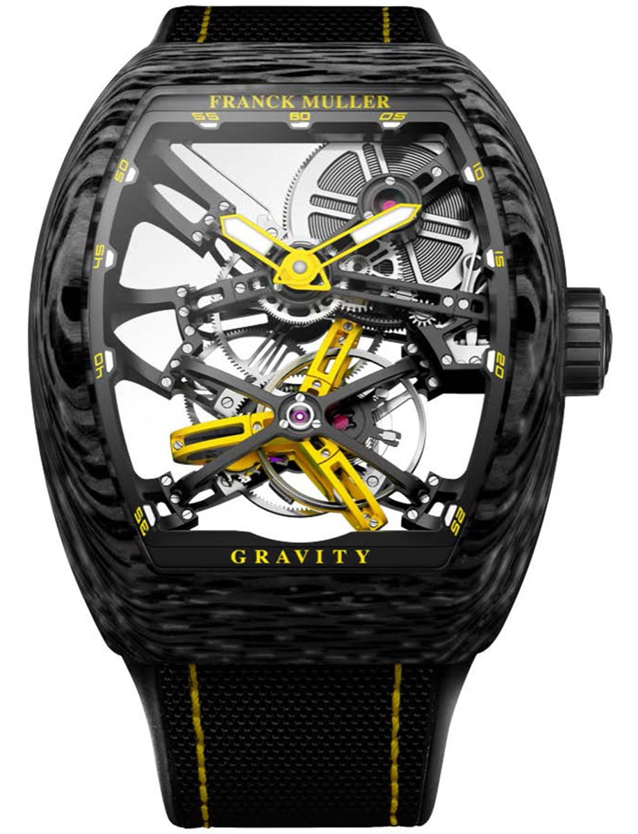 Gravtiy 45mm in Forged Carbon on Black Rubber Strap with Skeleton Dial