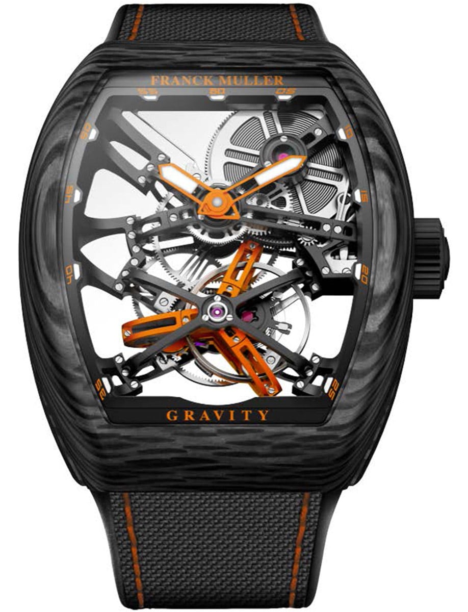 Gravtiy 45mm in Forged Carbon on Black Rubber Strap with Skeleton Dial