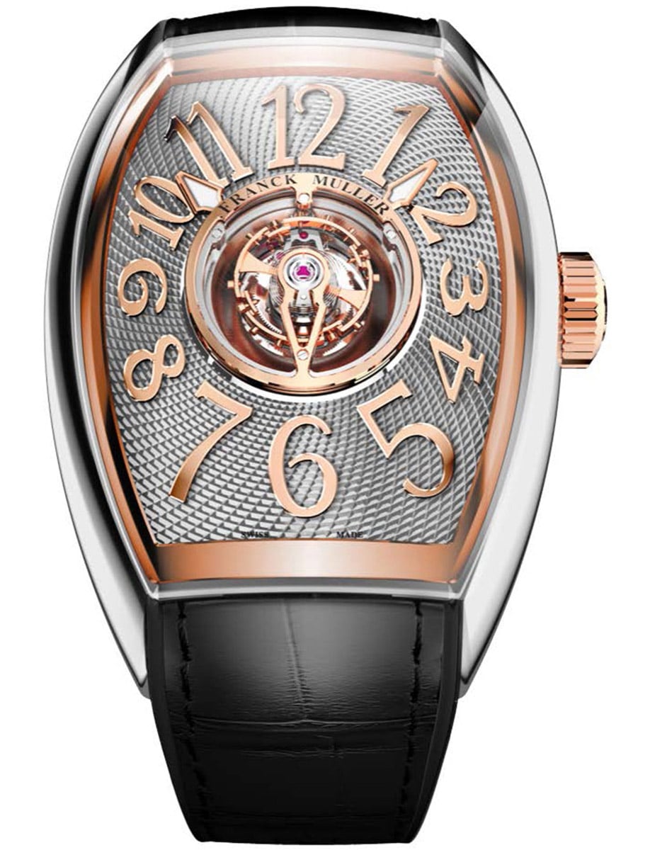Grand Central Tourbillon 40mm in Steel with Rose Gold Bezel on Black Crocodile Leather Strap with Silver Guilloche Dial