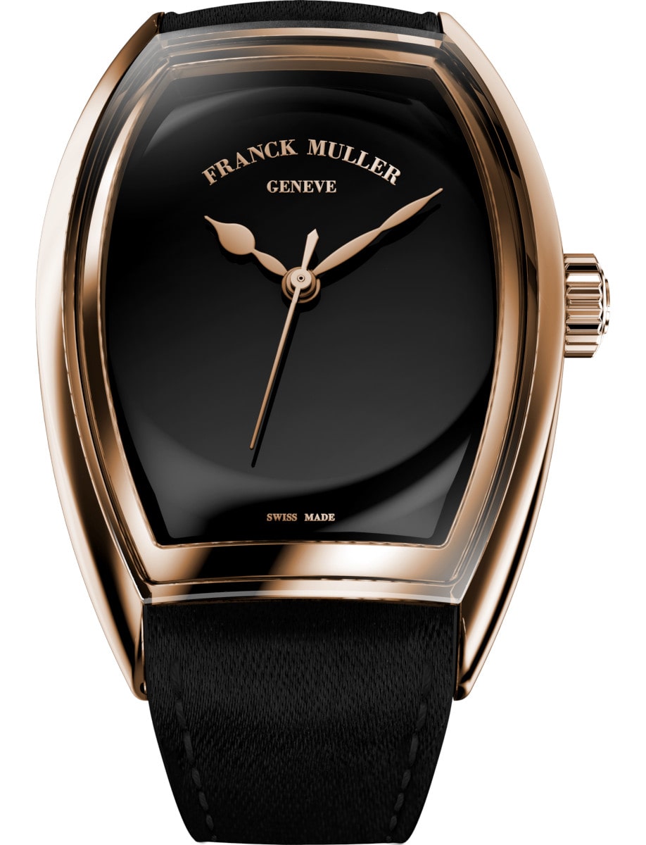 Curvex CX Piano 30mm in Rose Gold on Black Satin Strap with Black Dial