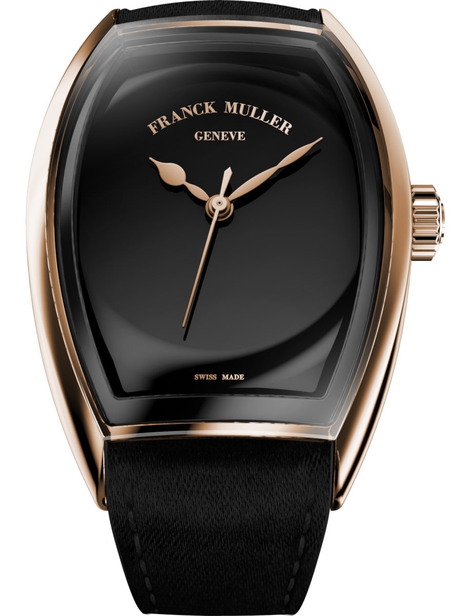 Curvex CX Piano 30mm in Rose Gold on Black Satin Strap with Black Dial