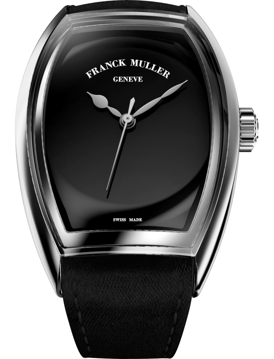 Curvex CX Piano 30mm in Steel on Black Satin Strap with Black Dial