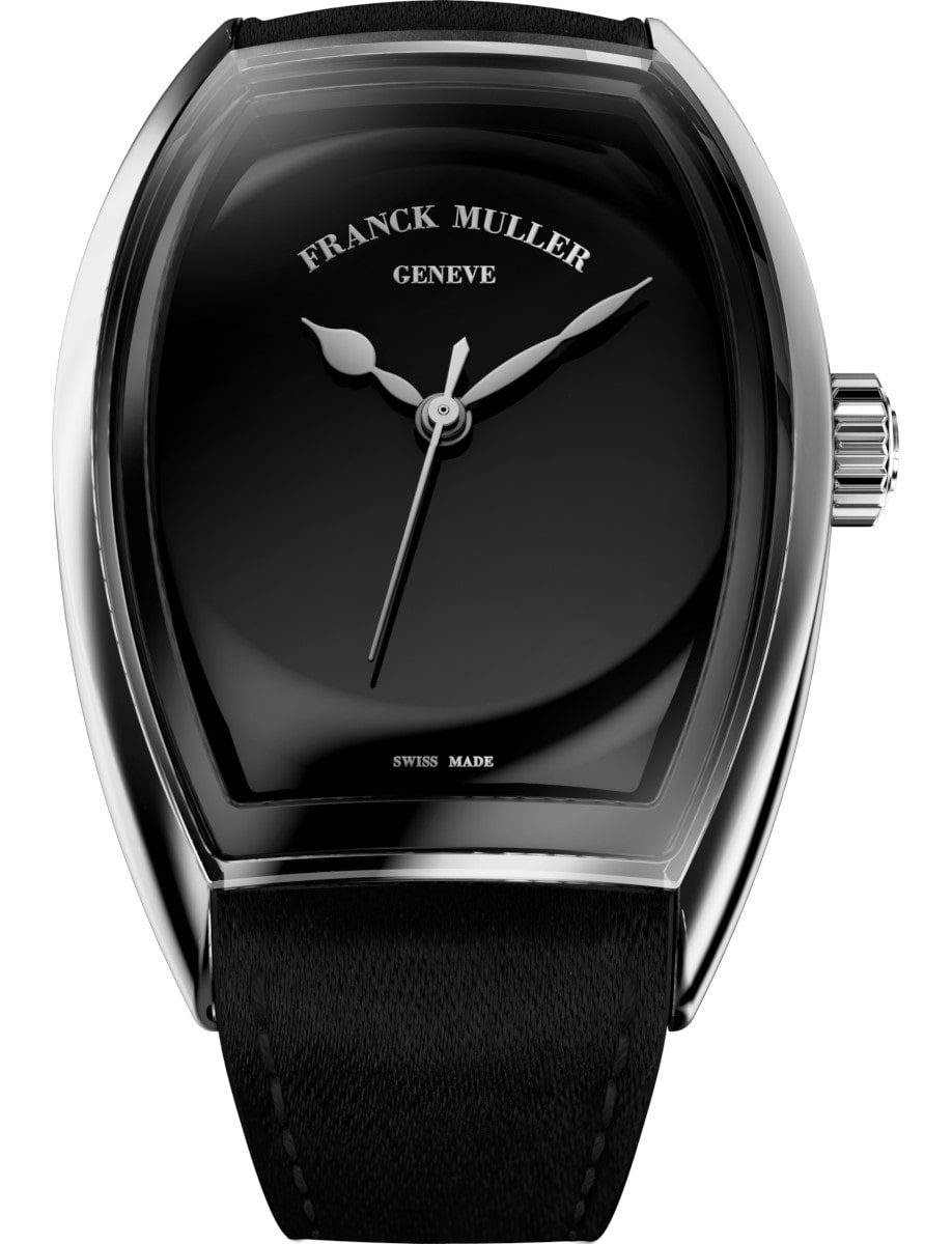 Curvex CX Piano 30mm in Steel on Black Satin Strap with Black Dial