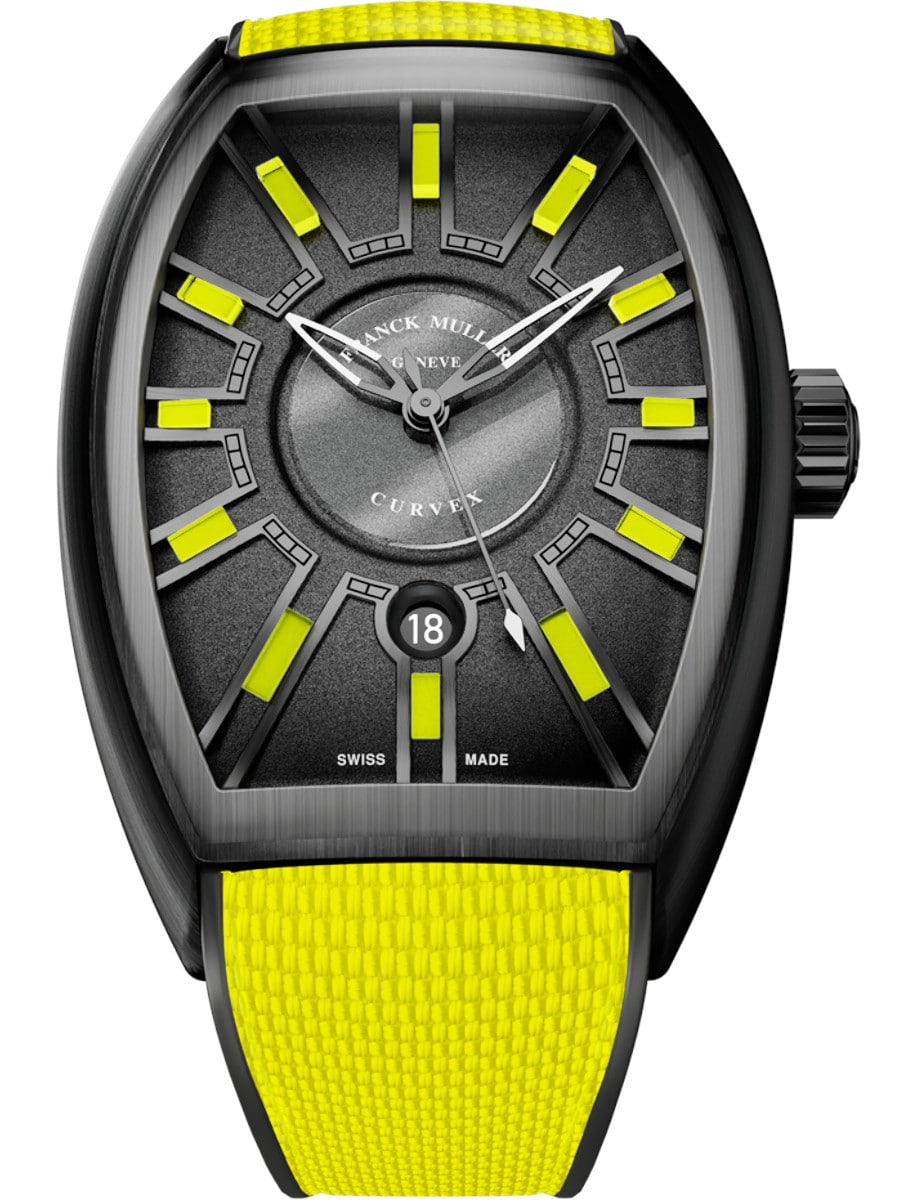 Curvex CX Flash 36mm in Black PVD Steel on Yellow Fabric Strap with Black Dial