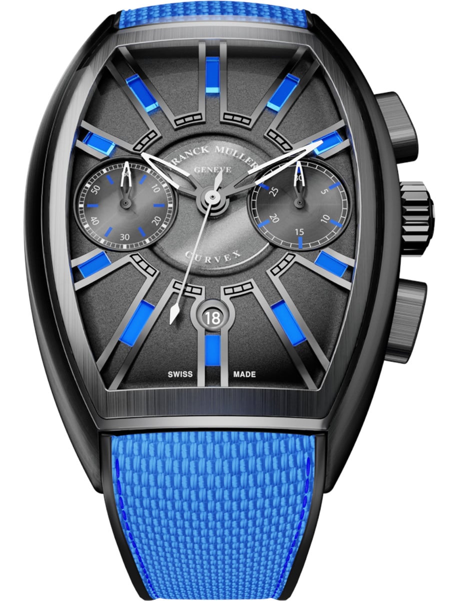 Curvex CX Flash 36mm in Black PVD Steel on Blue Fabric Strap with Black Dial