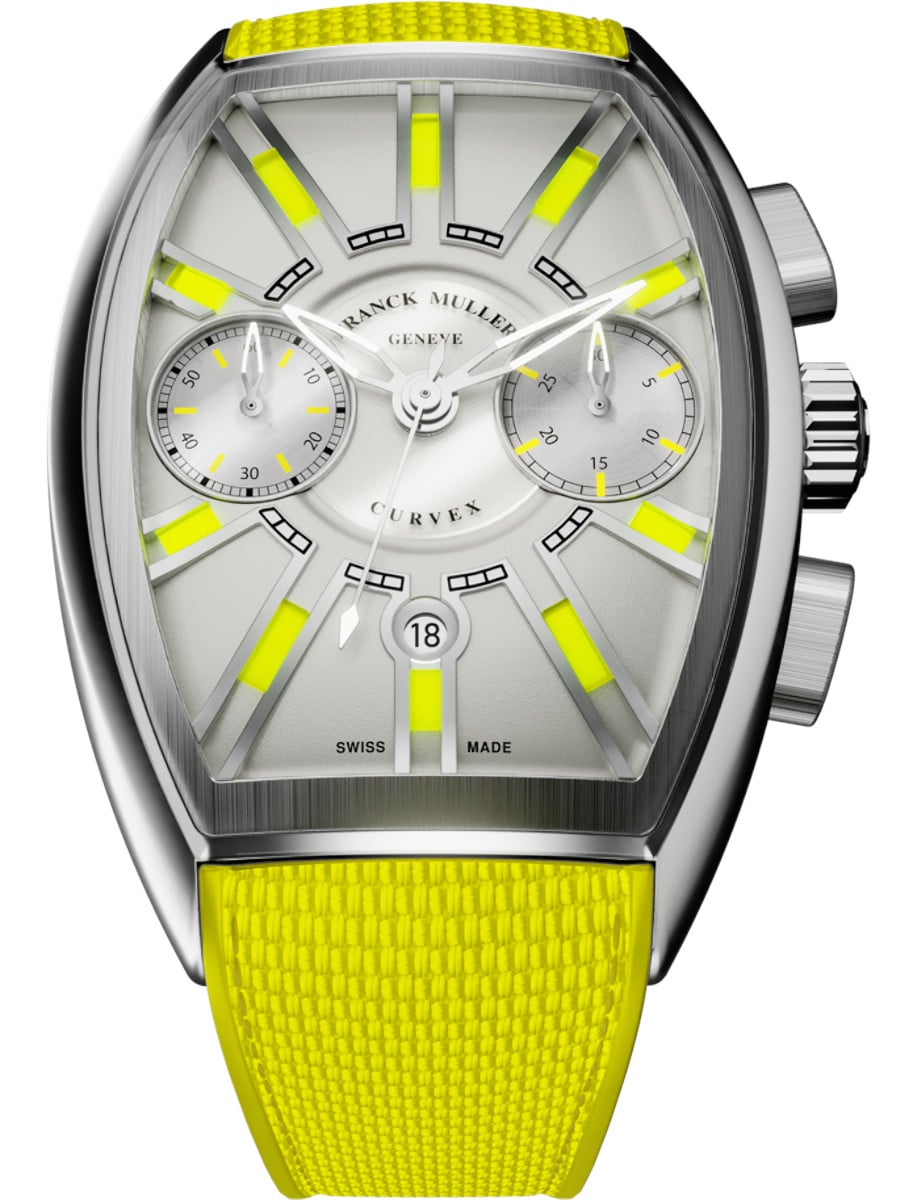 Curvex CX Flash 36mm in Steel  on Yellow Fabric Strap with Silver Dial
