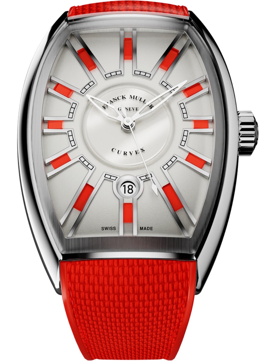 Curvex CX Flash 40mm in Steel on Red Fabric Strap with Silver Dial