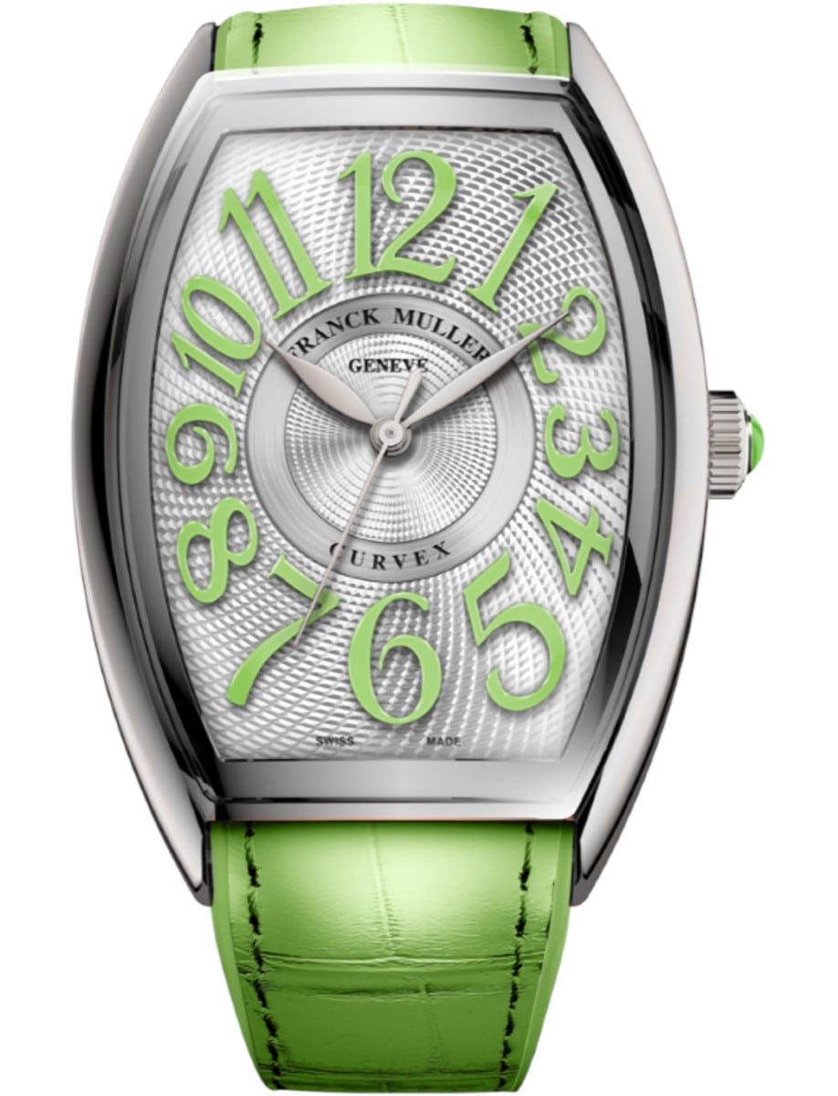 Curvex CX Flash 33mm in Steel on Green Alligator Leather Strap with Silver Dial