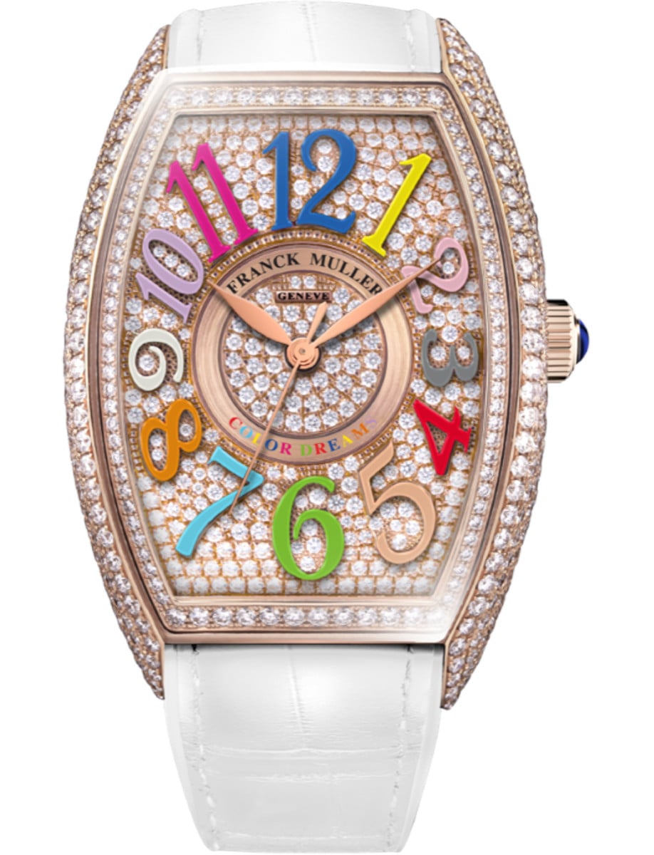 Curvex CX Flash 33mm in Rose Gold with Pave Diamond Case on White Alligator Leather Strap with Pave Diamond Dial