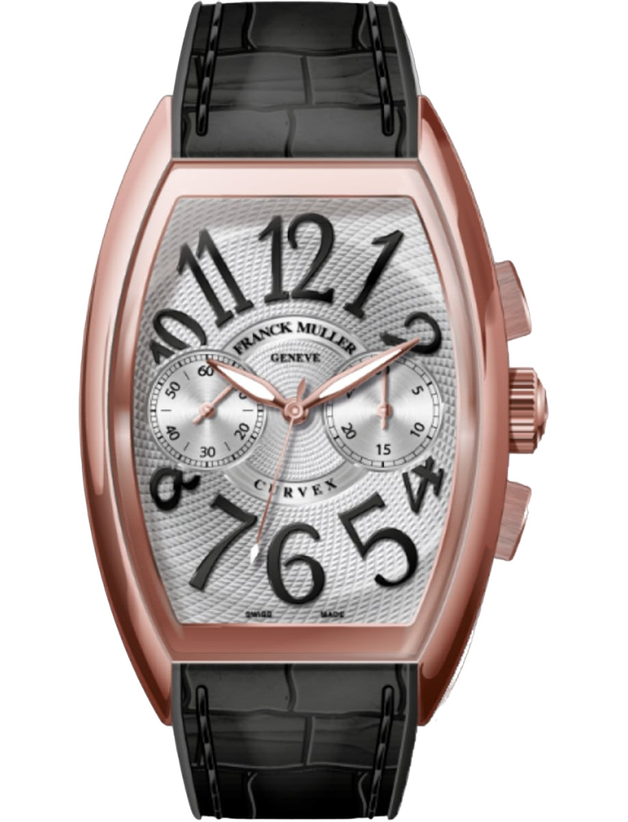 Curvex CX 40mm in Rose Gold on Black Alligator Leather Strap with Silver Dial