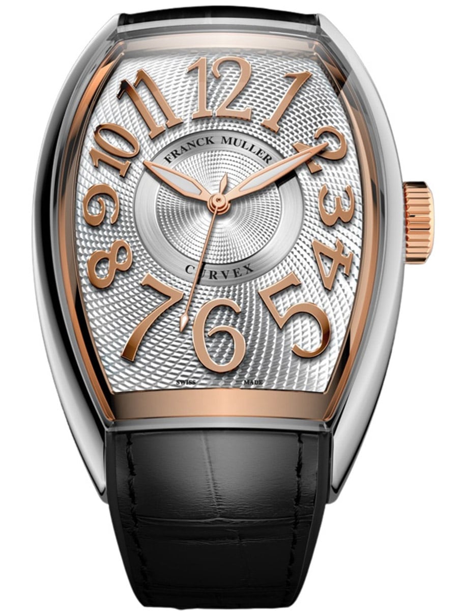 Curvex CX 40mm in Steel with Rose Gold on Black Alligator Leather Strap with Silver Dial