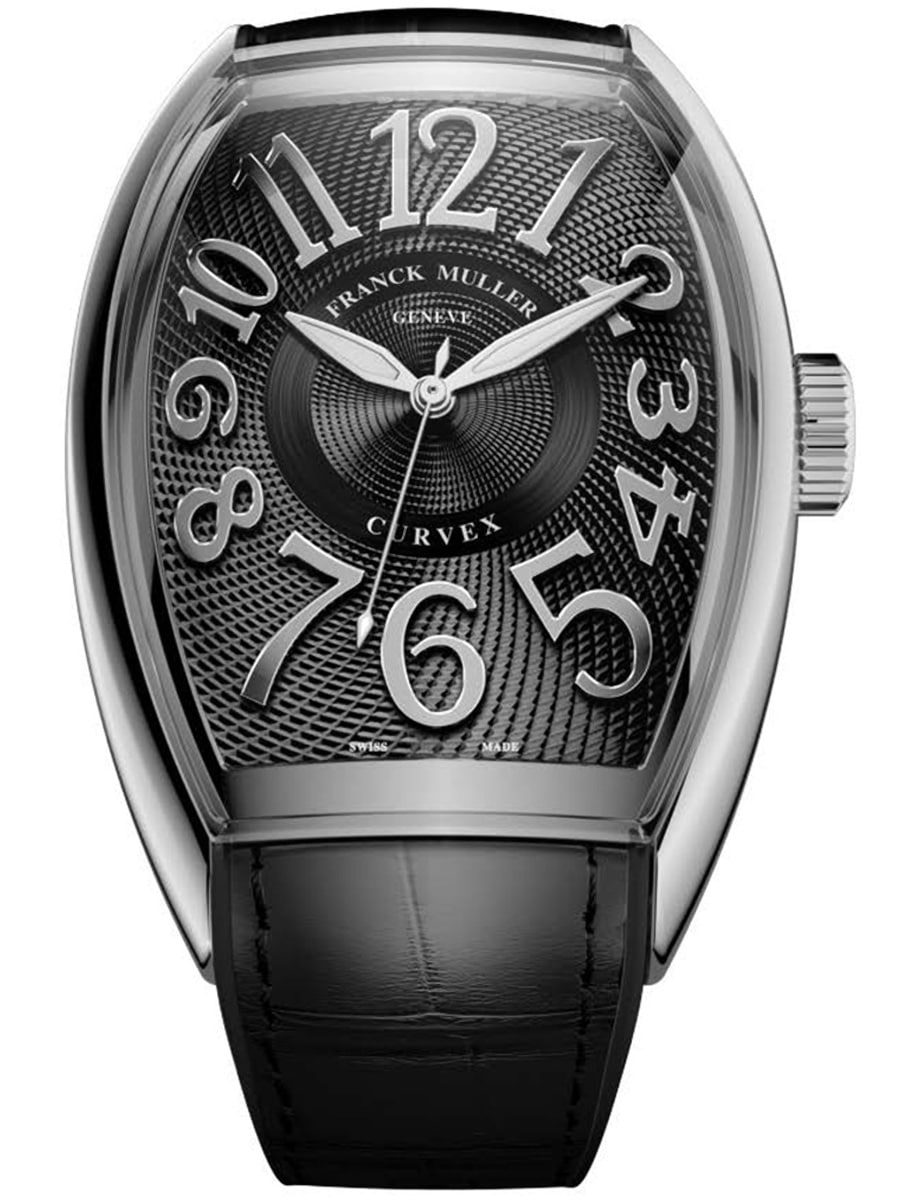 Curvex CX 40mm in Steel  on Black Alligator Leather Strap with Black Dial