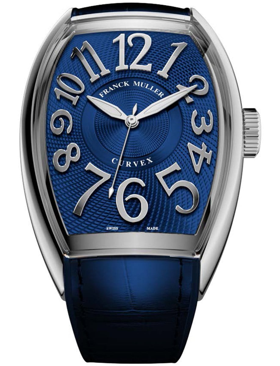 Curvex CX 40mm in Steel on Blue Alligator Leather Strap with Blue Dial