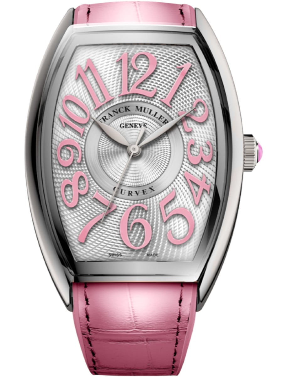 Curvex 33mm in Steel on Pink Alligator Leather Strap with Silver Dial