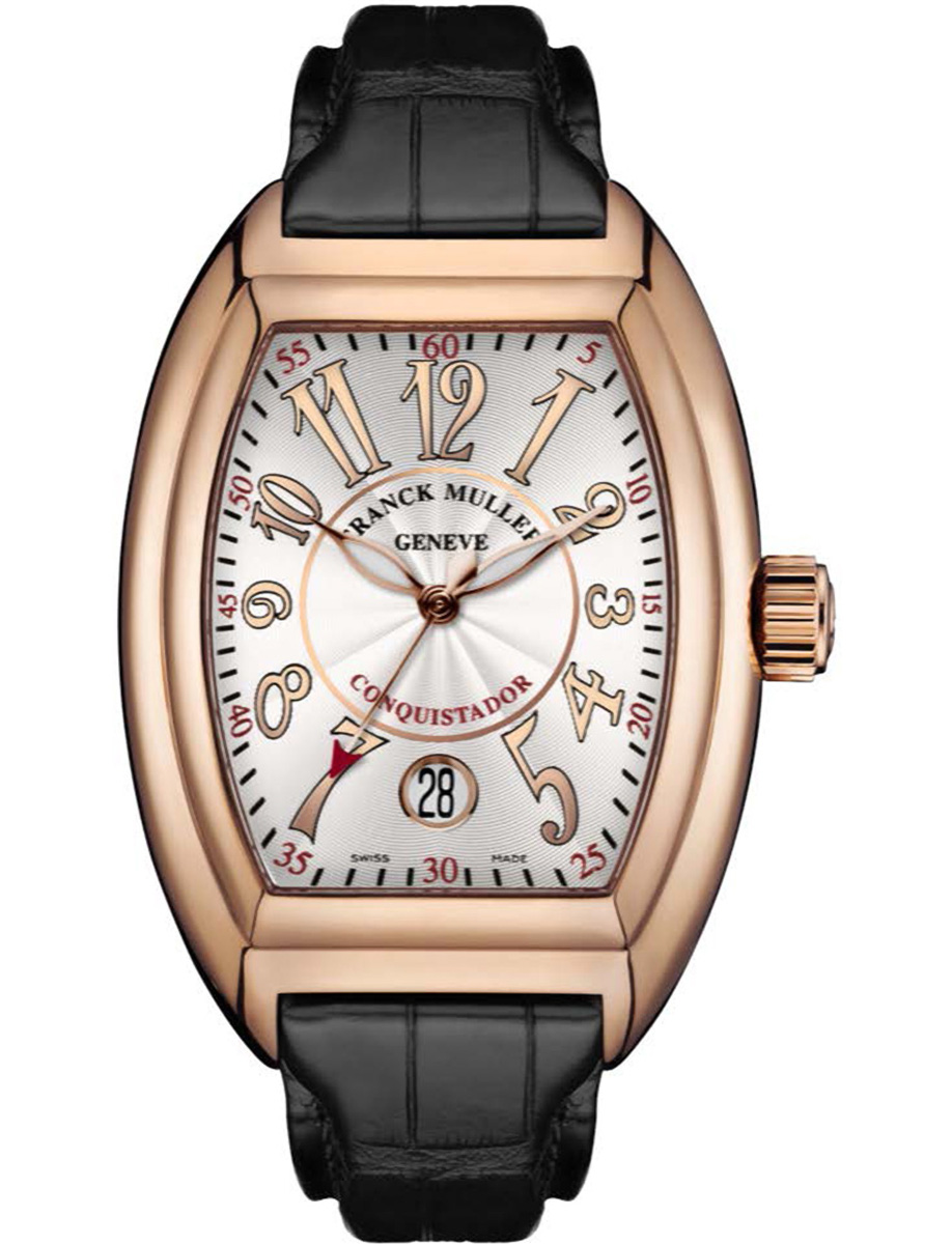 Conquistador 35 Automatic in Rose Gold on Black Alligator Leather Strap with Silver Dial