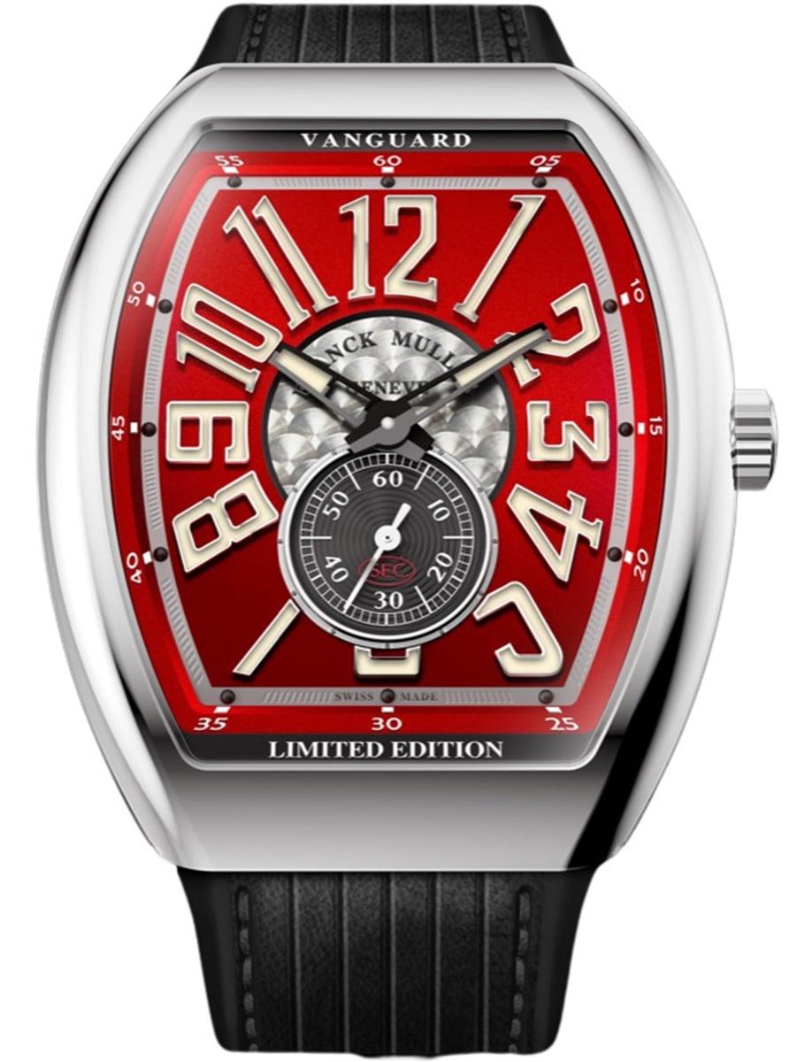 Colorado Grand 41mm in Steel - Limited Edition on Black Rubber and Calfskin Leather Strap with Red Dial