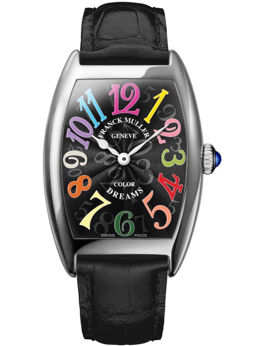 Cintree Curvex 25mm Quartz in Steel on Black Alligator Leather Strap with Black Dial