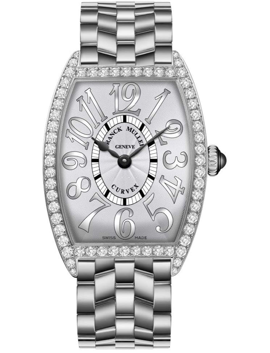 Cintree Curvex 25mm Quartz in Steel with Diamond Bezel on Steel Bracelet with Silver Dial