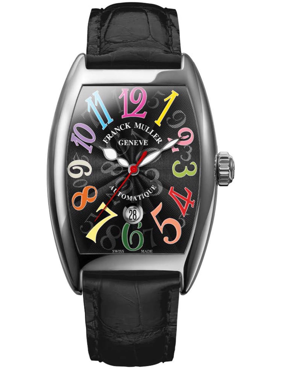 Cintree Curvex 29mm in Steel on Black Alligator Leather Strap with Black Dial