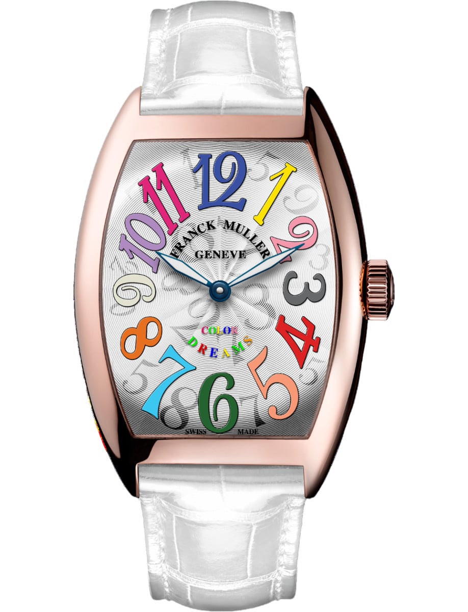 Cintree Curvex 29mm in Rose Gold on White Alligator Leather Strap with Silver Dial
